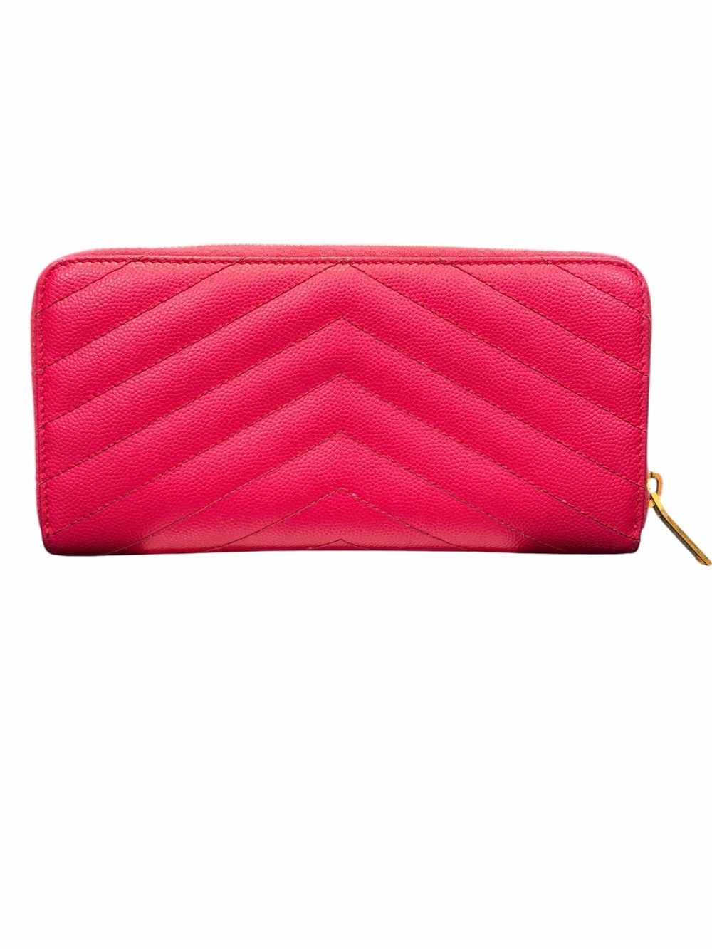Saint Laurent Hot Pink Quilted Zip-Around Wallet with Gold YSL Emblem - Picture 7 of 7
